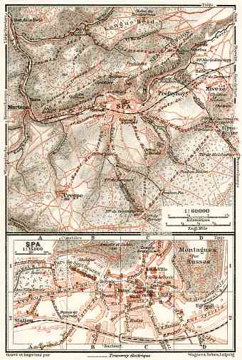 Spa and environs map, 1909