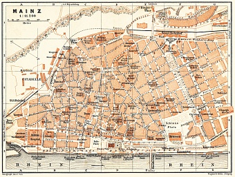 Mainz city map, 1905