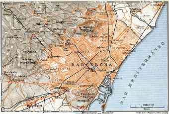 Barcelona and environs map, 1929