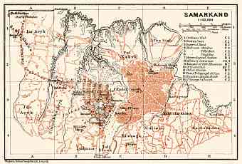 Samarkand (Самаркандъ, Samarqand) city map, 1914