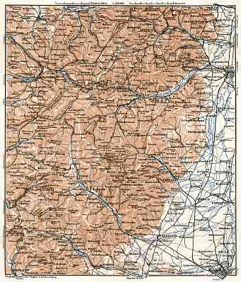 Vosges Mountains map, southern part, 1909