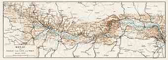 Danube River course map from Passau to Vienna, 1903