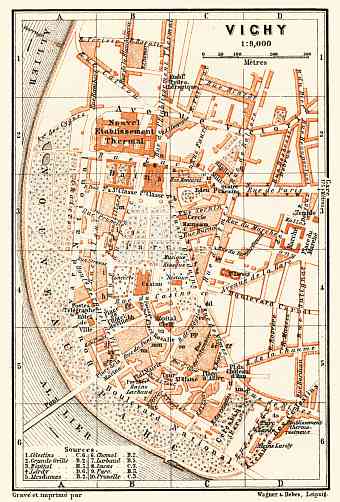 Vichy city map, 1900