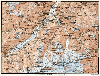 Upper Engadin Valley map, 1909