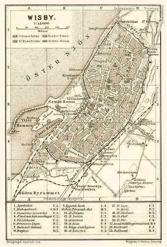 Visby (Wisby) city map, 1911