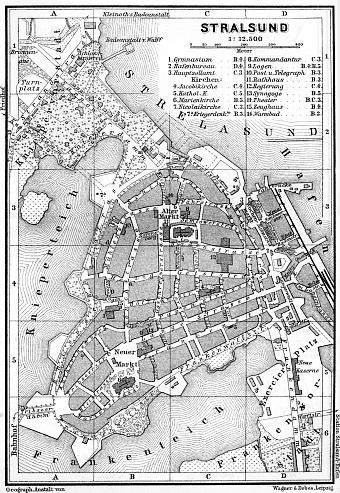 Stralsund city map, 1887