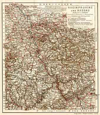 Rhine Province and Nassau map, 1905