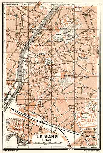 Le Mans city map, 1909