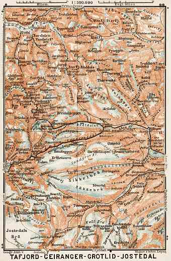 Tafjord - Jostedal, area map, 1931