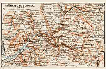 Map of the Franconian Switzerland - Fränkische Schweiz, 1909