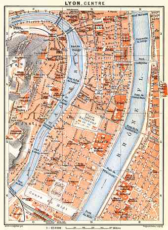 Lyon central part map, 1913