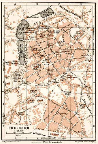 Freiberg city map, 1911