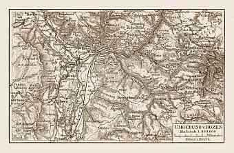 Bozen (Bolzano) and environs map, 1909