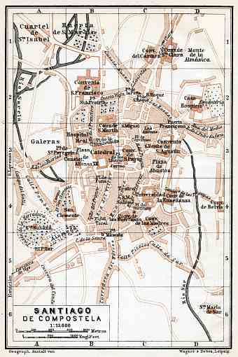 Santiago de Compostela city map, 1913