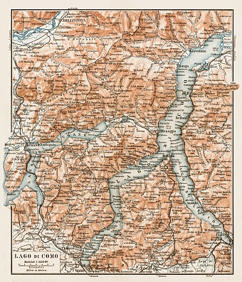 Map of the Como Lake (Lago di Como), 1903