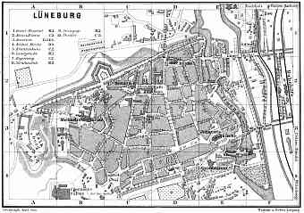 Lüneburg city map, 1887