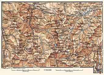 Ossau Valey and Ozun Valey map, 1885