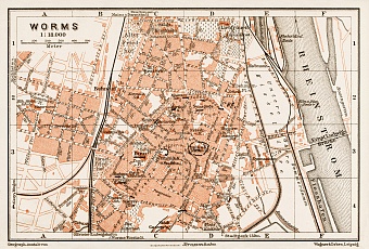 Worms city map, 1909