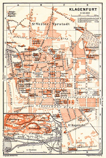 Klagenfurt and environs map, 1913