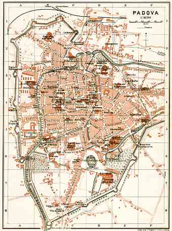 Padua (Padova) city map, 1908