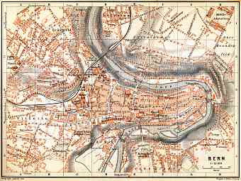 Bern (Berne) city map, 1897