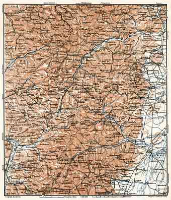 Vosges Mountains map, central part, 1909