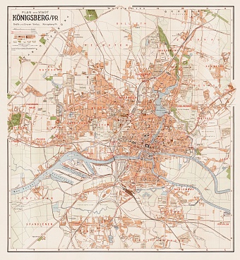 Königsberg (now Kaliningrad) city map, 1938