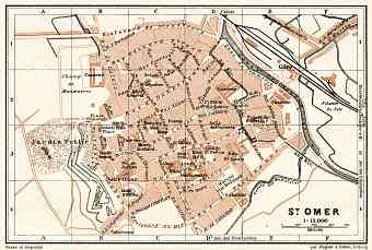 Saint-Omer city map, 1913