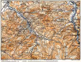 Schwarzwald (the Black Forest). Map of the environs of Baden: Oos - Lichtenthal, 1905