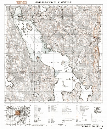 Vuontele Village Site. Vuontele. Topografikartta 521211. Topographic map from 1939