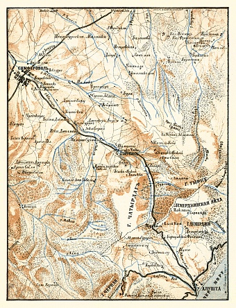 Simferopol to Alushta road map, 1905