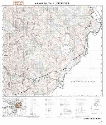 Heinjaselgja, Naistenjarvi. Heinäselkä, Naistenjärvi. Topografikartta 521405, 521408. Topographic map from 1939