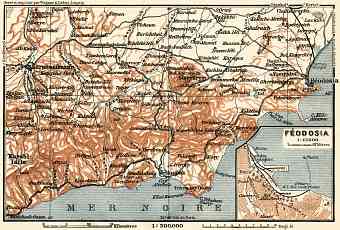 Theodosia (Ѳеодосія) town plan, with South-eastern Crimea map, 1914