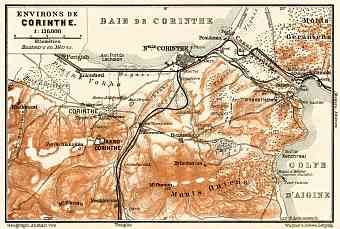 Corinth (Κόρινθος, Kórinthos) environs map, 1908