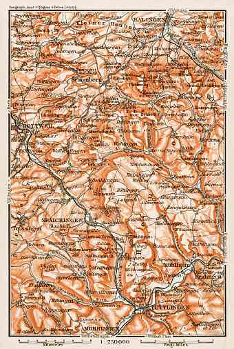 Map of the Southwest Swabian Jura (Südwestdeutsche Schwäbische Alb), 1909