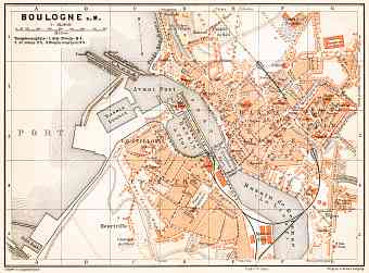 Boulogne-sur-Mer city map, 1910