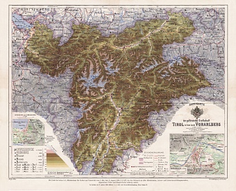 Vorarlberg in Tyrol (Tirol), region map, 1899