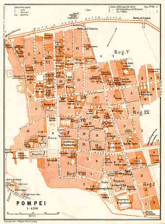 Pompei (Pompeii) museum site plan, 1929