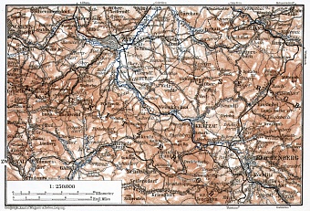 Zittau (Lusatian) Ridge or Žitavské hory map, 1911