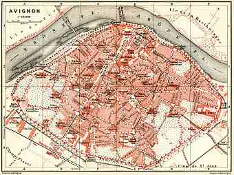 Avignon city map, 1885