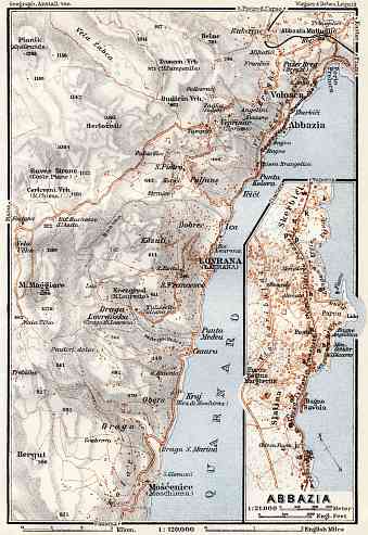 Abbazia (Opatija) town plan and environs map, 1929