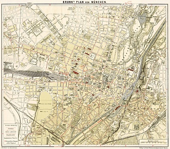 München (Munich) city map, 1899