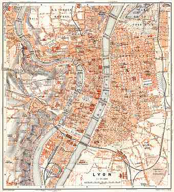 Lyon city map, 1913