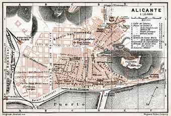 Alicante city map, 1913