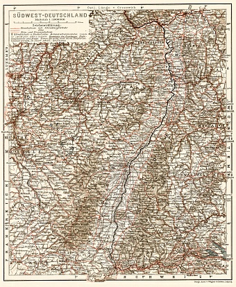 Germany, southwestern provinces. General map, 1906