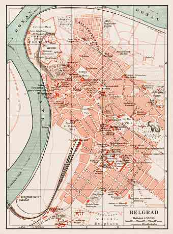 Belgrade (Београд, Beograd) city map, 1903