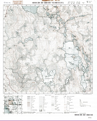 Vuortanajarvi Lake. Vuortana. Topografikartta 512202. Topographic map from 1938