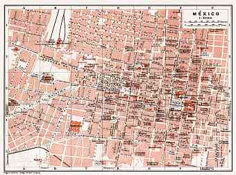 Mexico City map, 1909