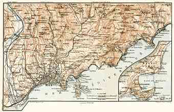 Nice, Menton and environs map with map inset of Monaco and Monte Carlo, 1902