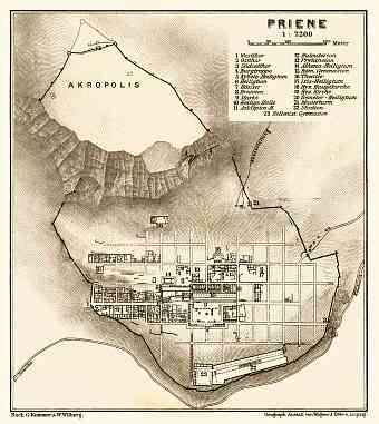 Priene (Prien, Samsun Kale), ancient site plan, 1905